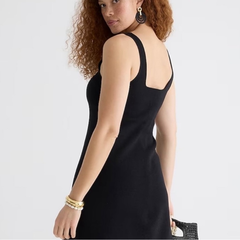 J. Crew Womens Re-imagined Squareneck Black Knit Sleeveless Mini Sweater Dress M - Picture 2 of 8